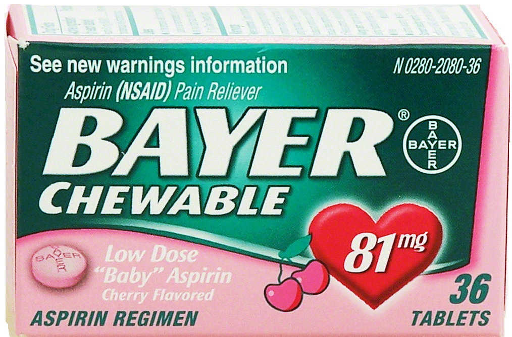 Bayer  pain reliever, low dose aspirin, cherry flavored, 81 mg Full-Size Picture